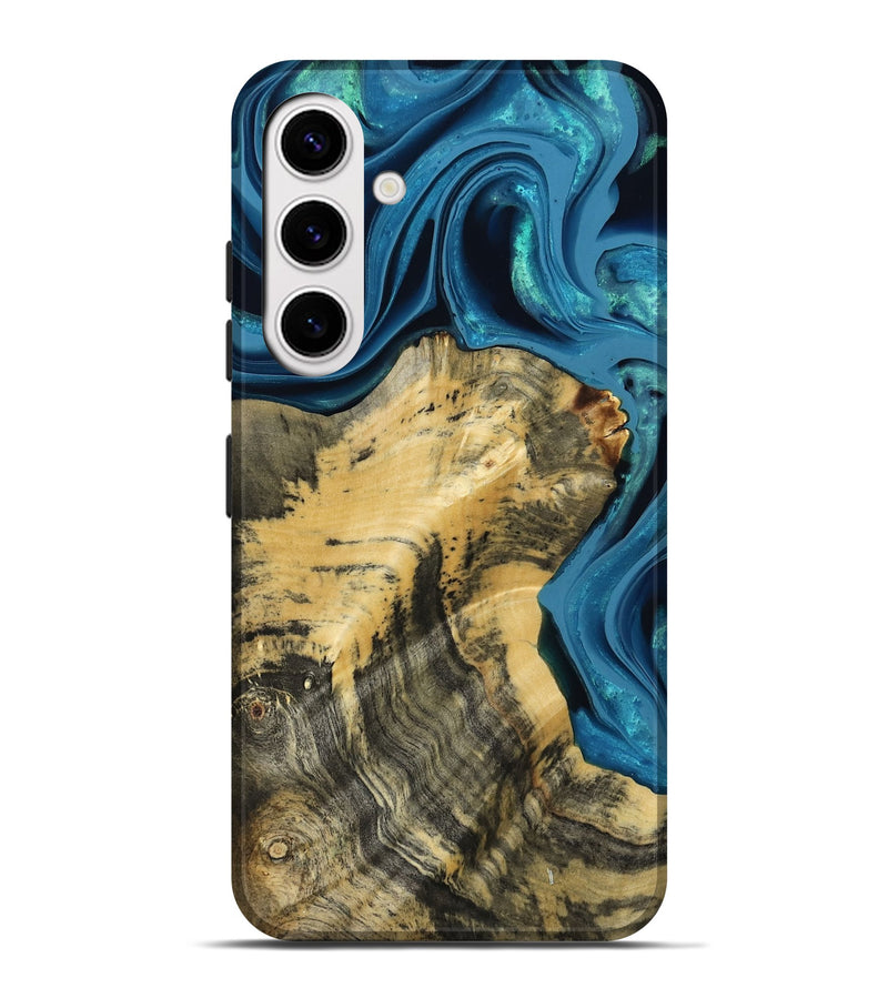 Galaxy S25 Plus Wood Live Edge Phone Case - Abigale (Blue, 800485)