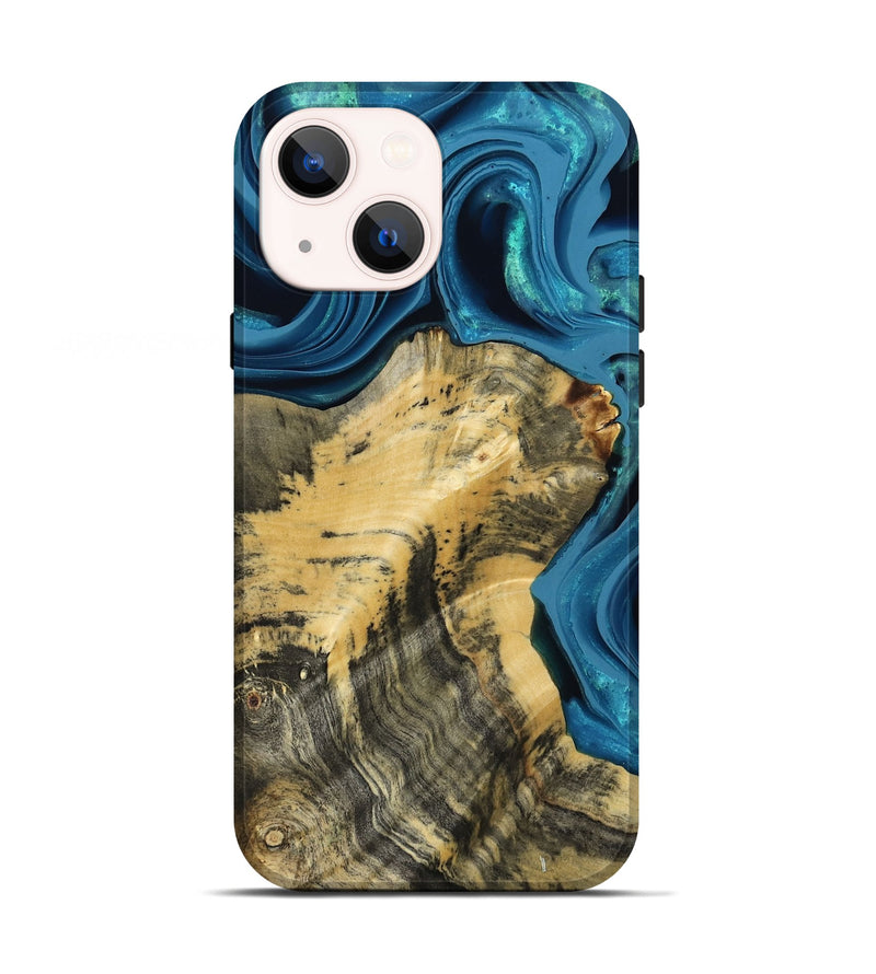 iPhone 13 Wood Live Edge Phone Case - Abigale (Blue, 800485)