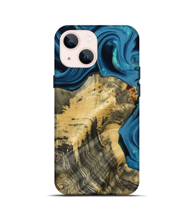iPhone 13 mini Wood Live Edge Phone Case - Abigale (Blue, 800485)