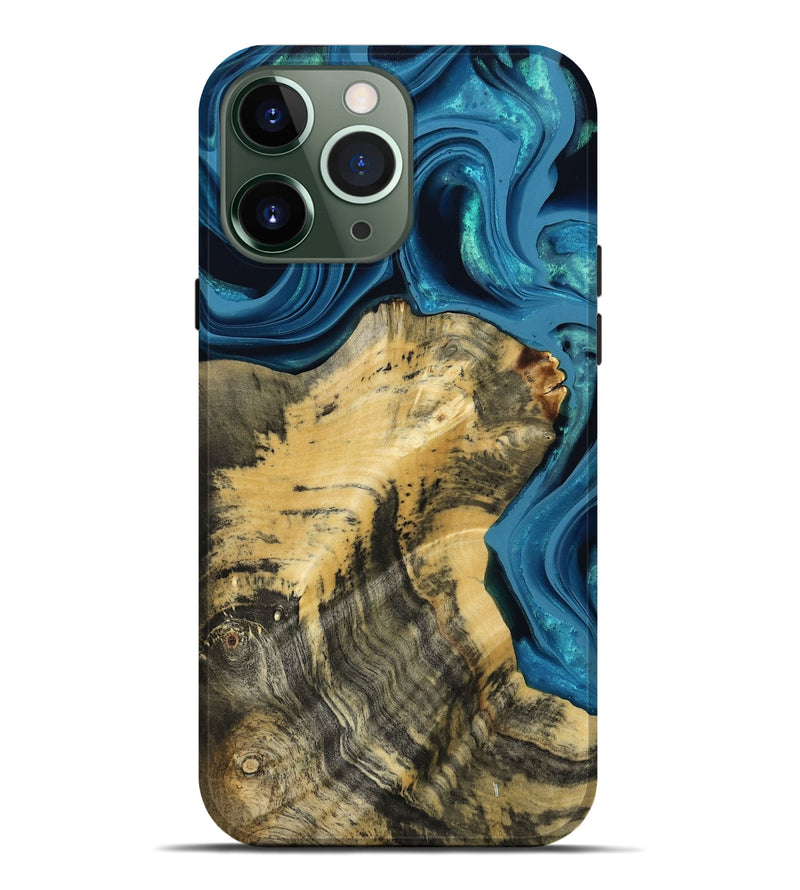 iPhone 13 Pro Max Wood Live Edge Phone Case - Abigale (Blue, 800485)