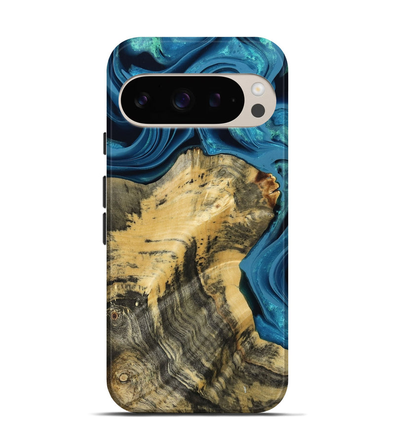 Pixel 9 Wood Live Edge Phone Case - Abigale (Blue, 800485)