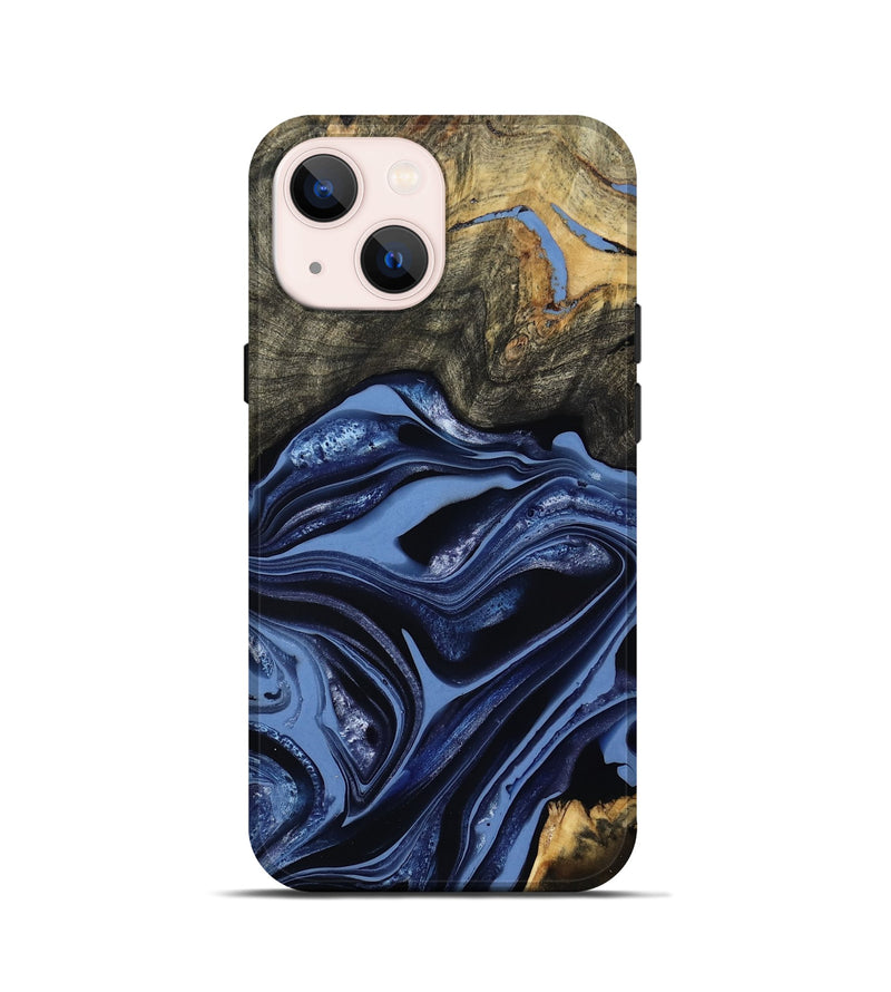 iPhone 13 mini Wood Live Edge Phone Case - Freeman (Blue, 800486)