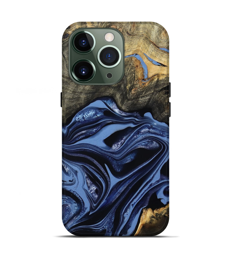 iPhone 13 Pro Wood Live Edge Phone Case - Freeman (Blue, 800486)