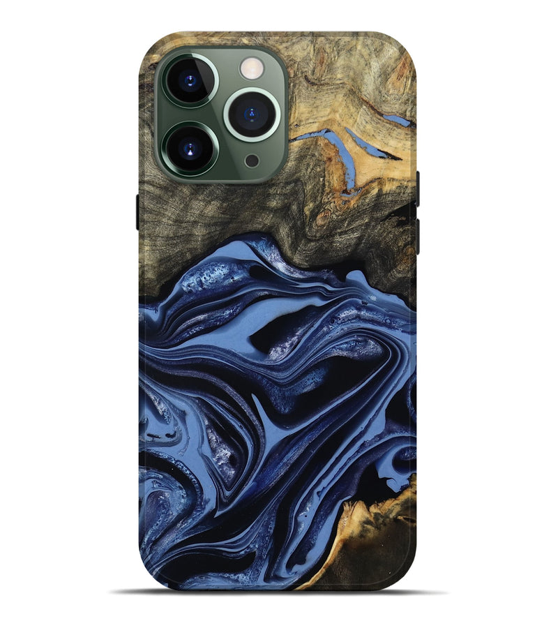 iPhone 13 Pro Max Wood Live Edge Phone Case - Freeman (Blue, 800486)