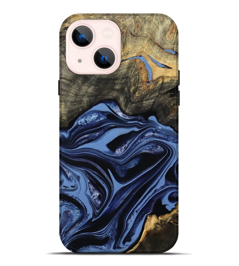 iPhone 14 Plus Wood Live Edge Phone Case - Freeman (Blue, 800486)