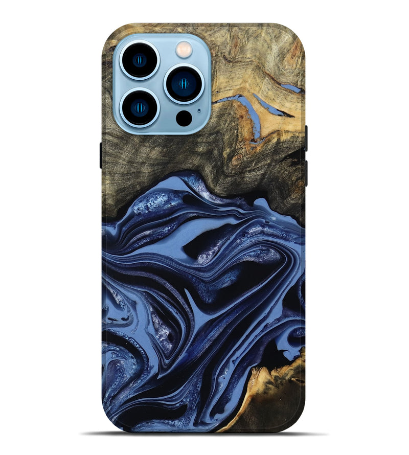 iPhone 14 Pro Max Wood Live Edge Phone Case - Freeman (Blue, 800486)