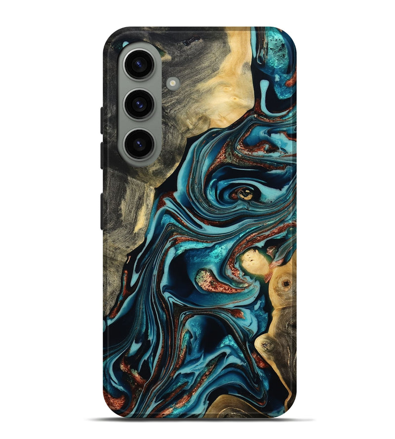 Galaxy S24 Plus Wood Live Edge Phone Case - Olen (Teal & Gold, 800487)