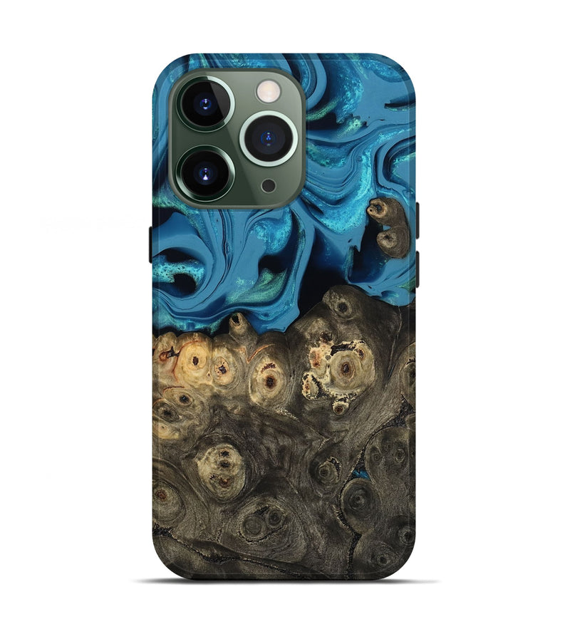iPhone 13 Pro Wood Live Edge Phone Case - Bobbye (Blue, 800490)
