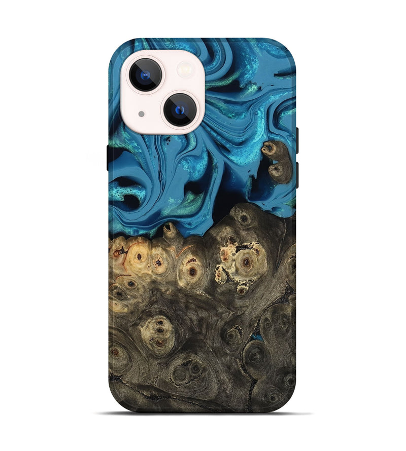 iPhone 14 Wood Live Edge Phone Case - Bobbye (Blue, 800490)