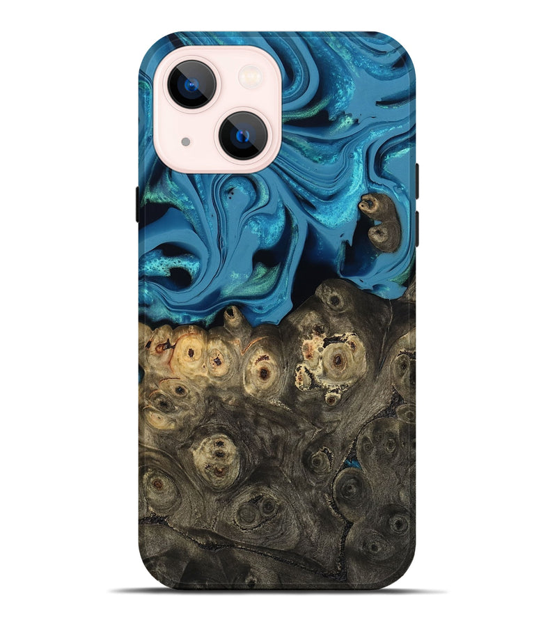 iPhone 14 Plus Wood Live Edge Phone Case - Bobbye (Blue, 800490)