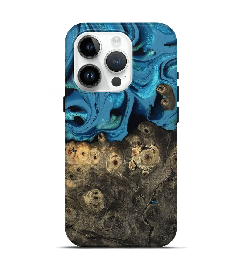 iPhone 15 Pro Wood Live Edge Phone Case - Bobbye (Blue, 800490)