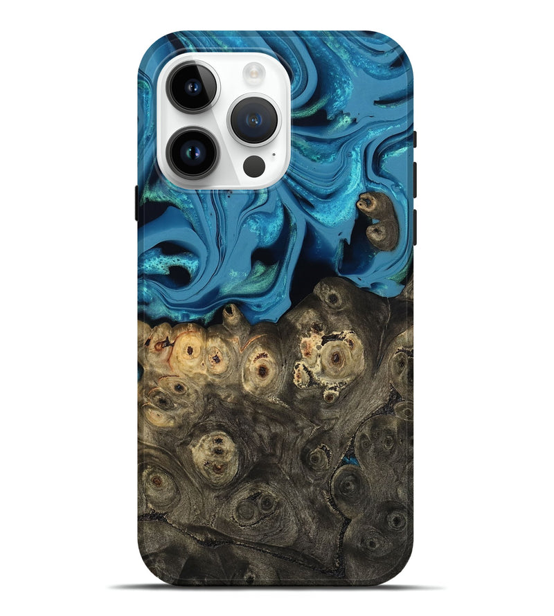 iPhone 15 Pro Max Wood Live Edge Phone Case - Bobbye (Blue, 800490)