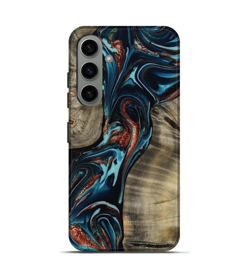 Galaxy S24 Wood Live Edge Phone Case - Chelsea (Teal & Gold, 800491)