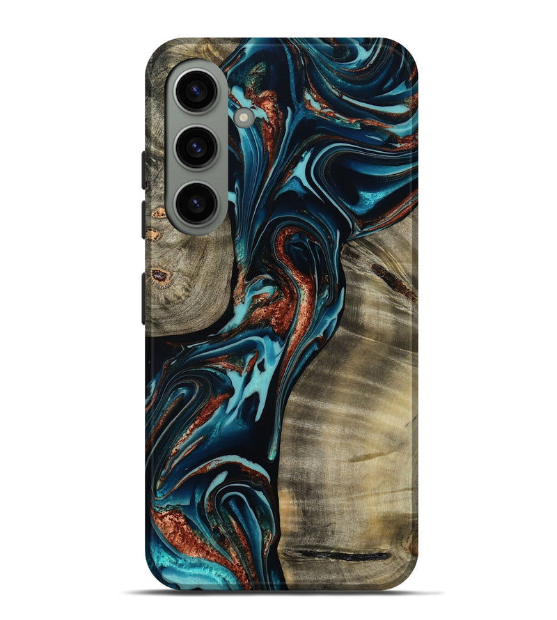 Galaxy S24 Plus Wood Live Edge Phone Case - Chelsea (Teal & Gold, 800491)