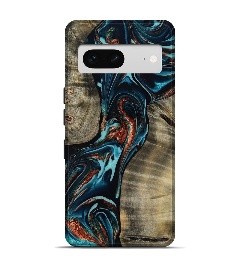 Pixel 7 Wood Live Edge Phone Case - Chelsea (Teal & Gold, 800491)