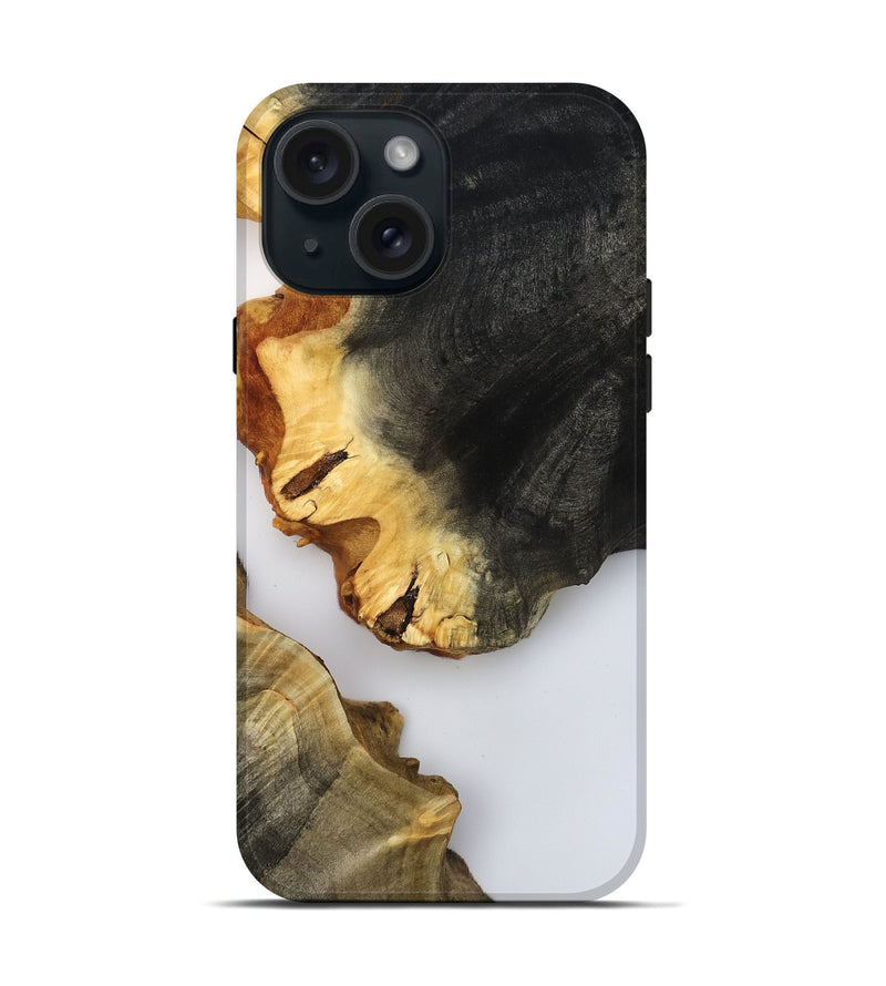 iPhone 15 Wood Live Edge Phone Case - Joni (Clear, 800492)