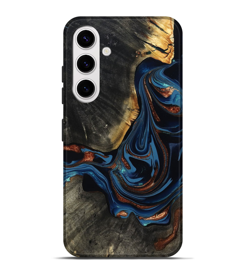Galaxy S25 Plus Wood Live Edge Phone Case - Mattie (Teal & Gold, 800498)