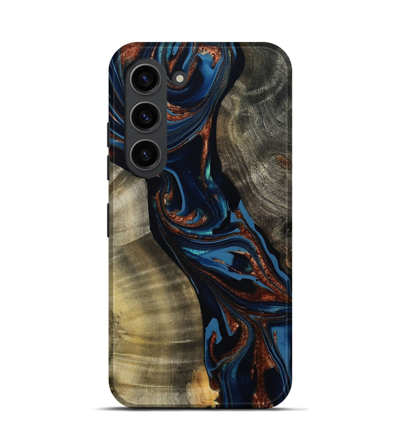 Galaxy S23 Wood Live Edge Phone Case - Edsel (Teal & Gold, 800499)