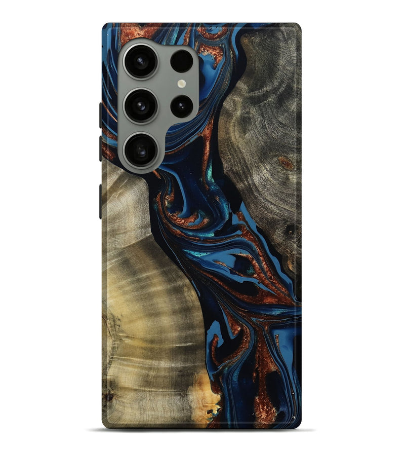 Galaxy S24 Ultra Wood Live Edge Phone Case - Edsel (Teal & Gold, 800499)