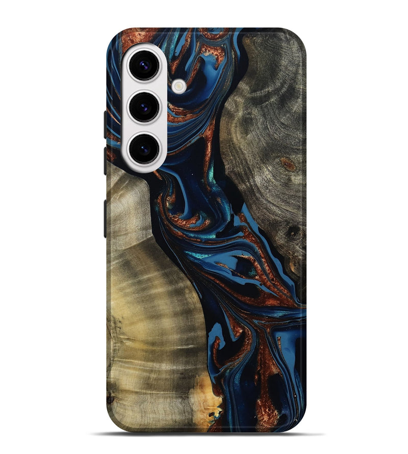 Galaxy S25 Plus Wood Live Edge Phone Case - Edsel (Teal & Gold, 800499)