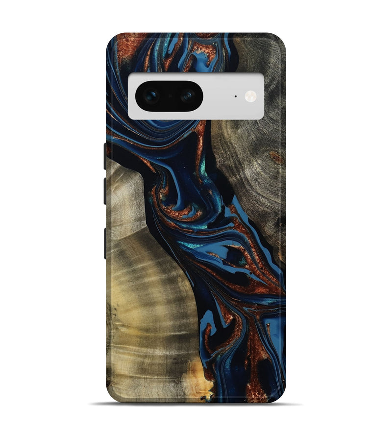 Pixel 7 Wood Live Edge Phone Case - Edsel (Teal & Gold, 800499)