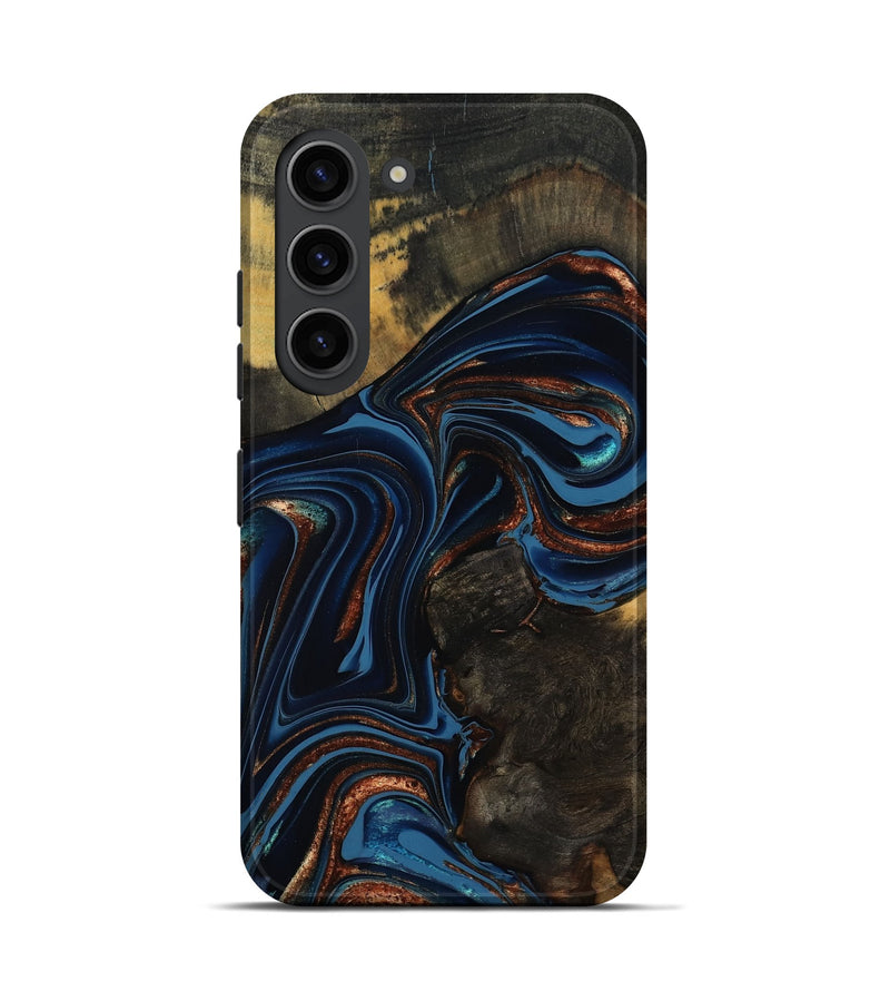 Galaxy S23 Wood Live Edge Phone Case - Winston (Teal & Gold, 800500)