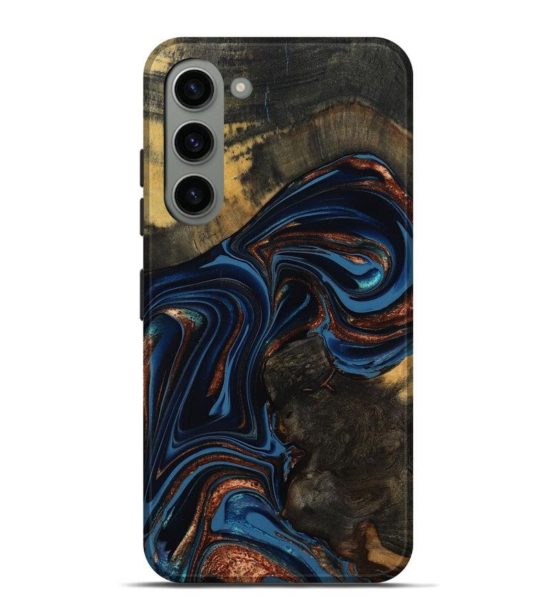 Galaxy S23 Plus Wood Live Edge Phone Case - Winston (Teal & Gold, 800500)