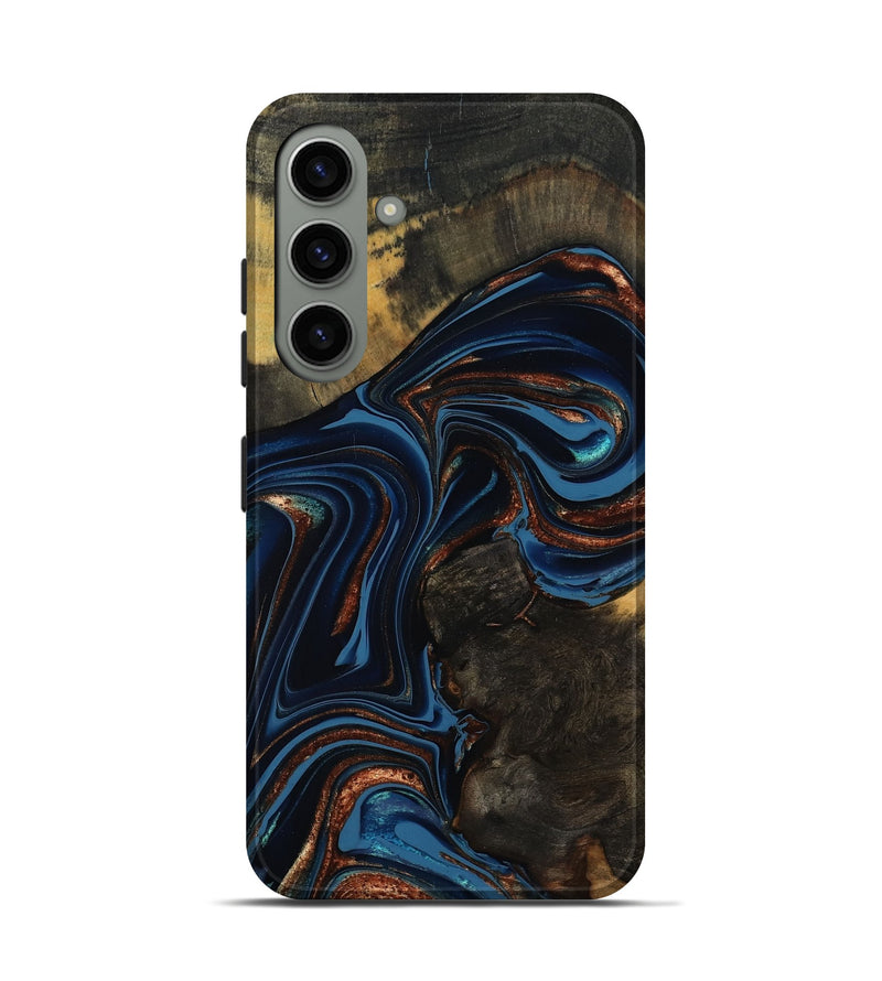 Galaxy S24 Wood Live Edge Phone Case - Winston (Teal & Gold, 800500)