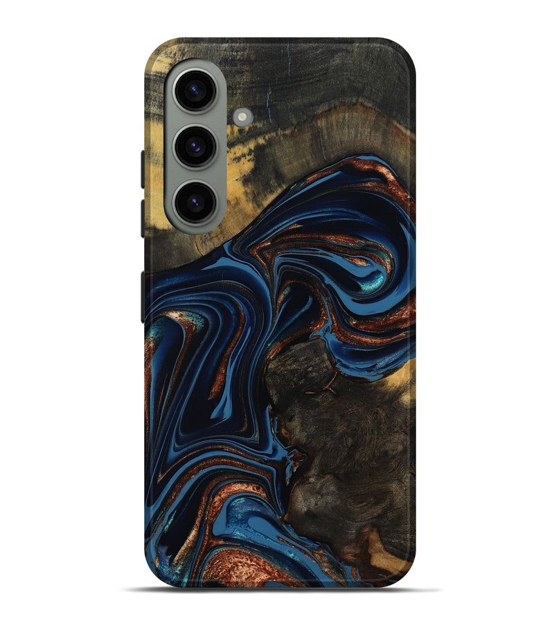 Galaxy S24 Plus Wood Live Edge Phone Case - Winston (Teal & Gold, 800500)