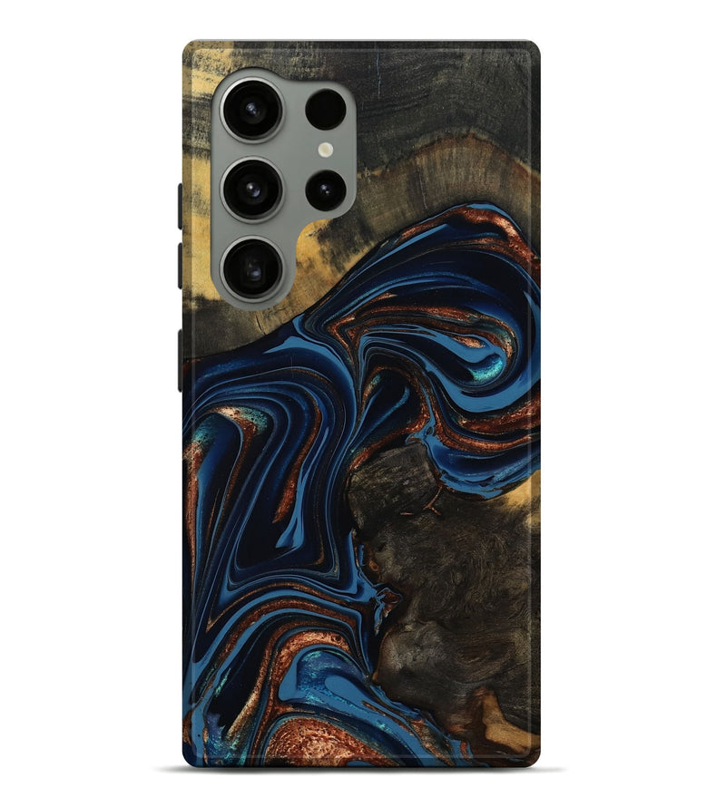 Galaxy S24 Ultra Wood Live Edge Phone Case - Winston (Teal & Gold, 800500)