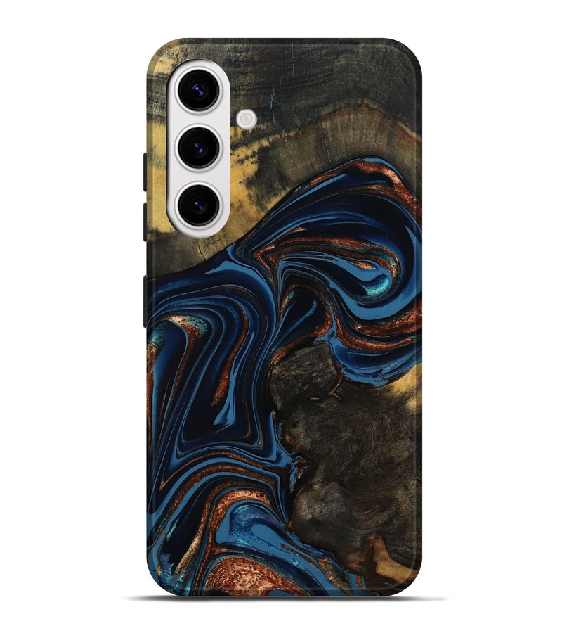 Galaxy S25 Plus Wood Live Edge Phone Case - Winston (Teal & Gold, 800500)