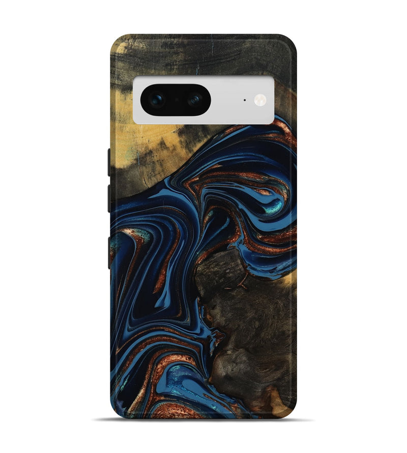 Pixel 7 Wood Live Edge Phone Case - Winston (Teal & Gold, 800500)
