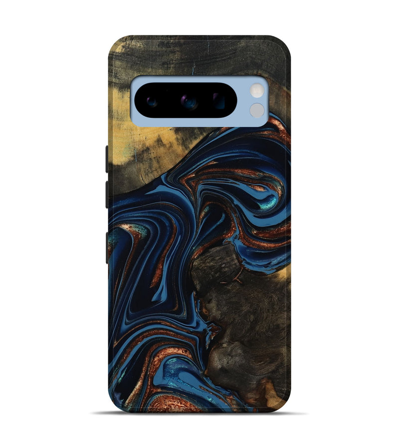 Pixel 8 Pro Wood Live Edge Phone Case - Winston (Teal & Gold, 800500)