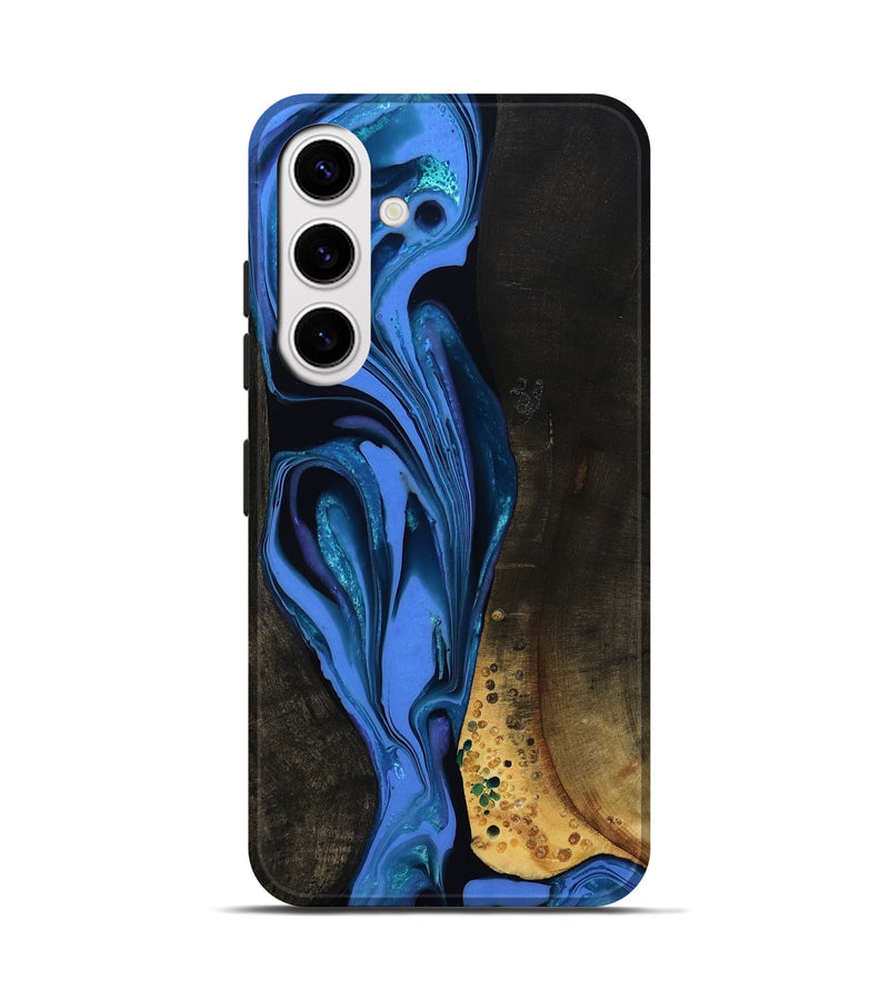 Galaxy S25 Wood Live Edge Phone Case - Teresa (Blue, 800506)