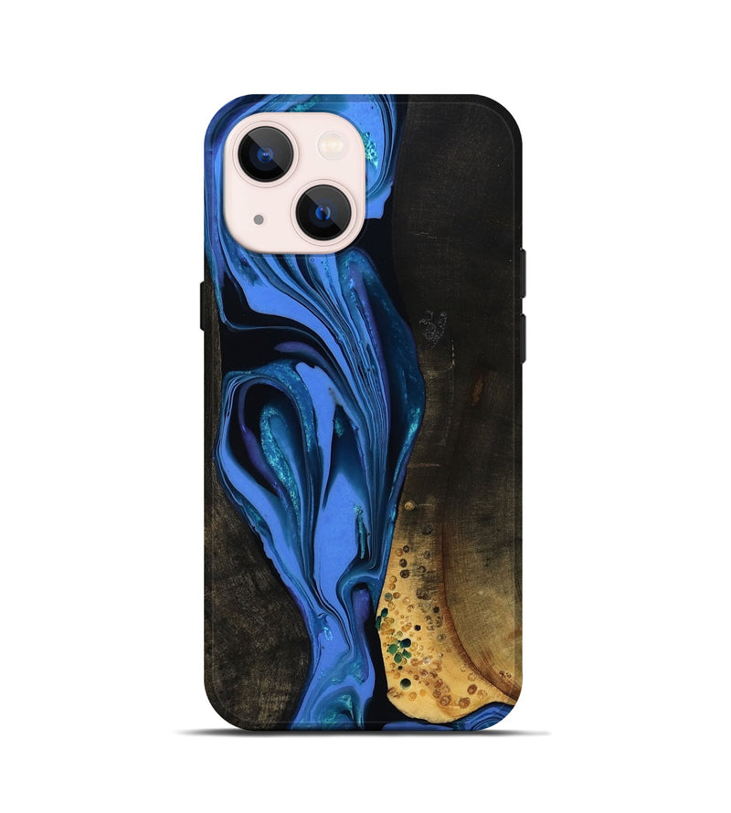 iPhone 13 mini Wood Live Edge Phone Case - Teresa (Blue, 800506)