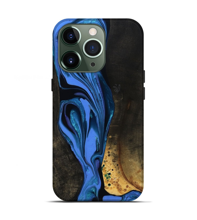 iPhone 13 Pro Wood Live Edge Phone Case - Teresa (Blue, 800506)
