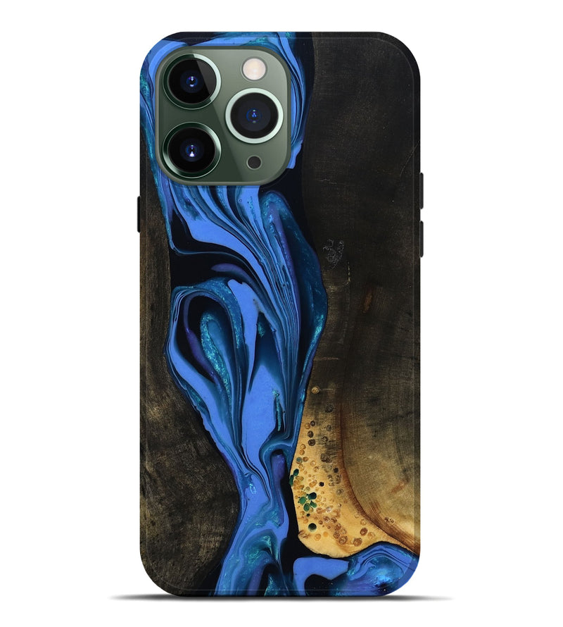 iPhone 13 Pro Max Wood Live Edge Phone Case - Teresa (Blue, 800506)