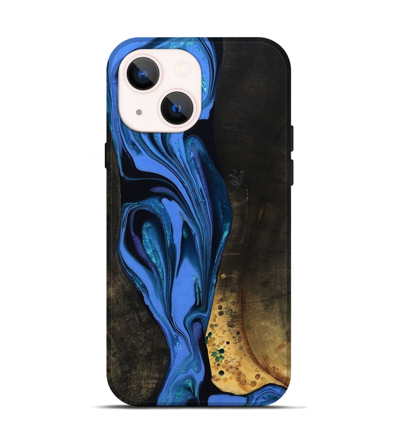 iPhone 14 Wood Live Edge Phone Case - Teresa (Blue, 800506)