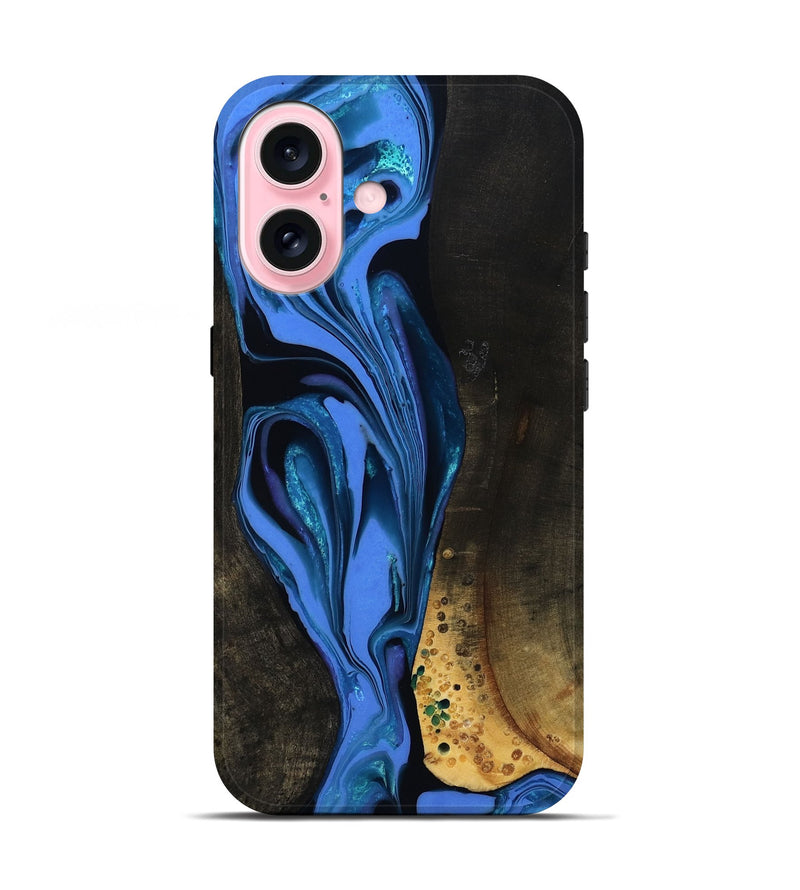 iPhone 17 Wood Live Edge Phone Case - Teresa (Blue, 800506)