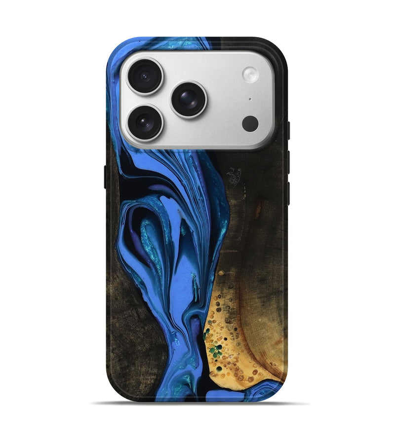 iPhone 17 Pro Wood Live Edge Phone Case - Teresa (Blue, 800506)