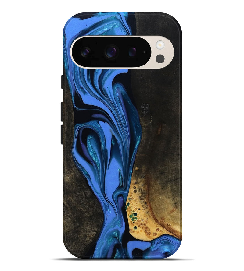 Pixel 10 Pro XL Wood Live Edge Phone Case - Teresa (Blue, 800506)