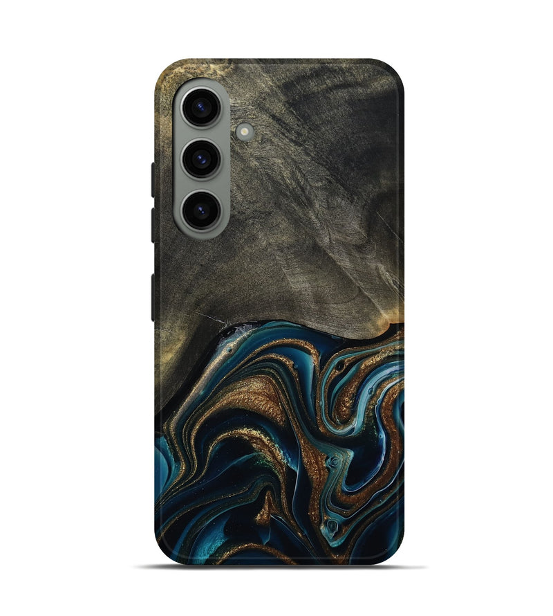 Galaxy S24 Wood Live Edge Phone Case - Titus (Teal & Gold, 800508)