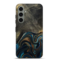 Galaxy S24 Plus Wood Live Edge Phone Case - Titus (Teal & Gold, 800508)