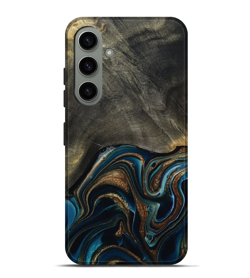 Galaxy S24 Plus Wood Live Edge Phone Case - Titus (Teal & Gold, 800508)
