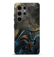 Galaxy S25 Ultra Wood Live Edge Phone Case - Titus (Teal & Gold, 800508)