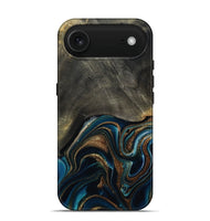 iPhone 17 Air Wood Live Edge Phone Case - Titus (Teal & Gold, 800508)