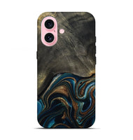 iPhone 17 Wood Live Edge Phone Case - Titus (Teal & Gold, 800508)