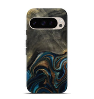 Pixel 10 Wood Live Edge Phone Case - Titus (Teal & Gold, 800508)