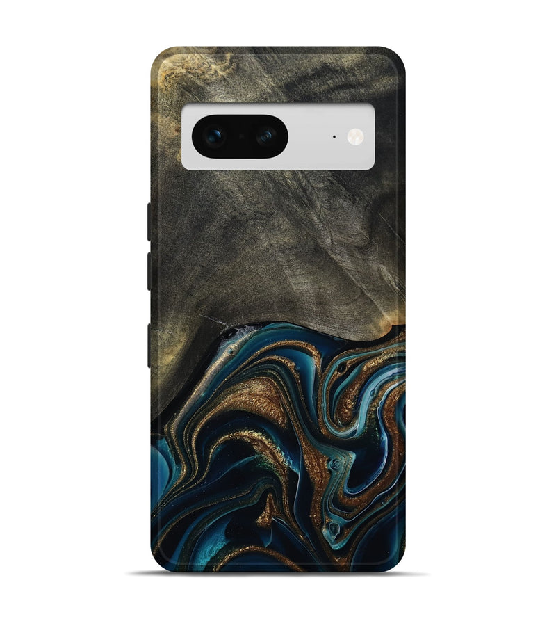 Pixel 7 Wood Live Edge Phone Case - Titus (Teal & Gold, 800508)