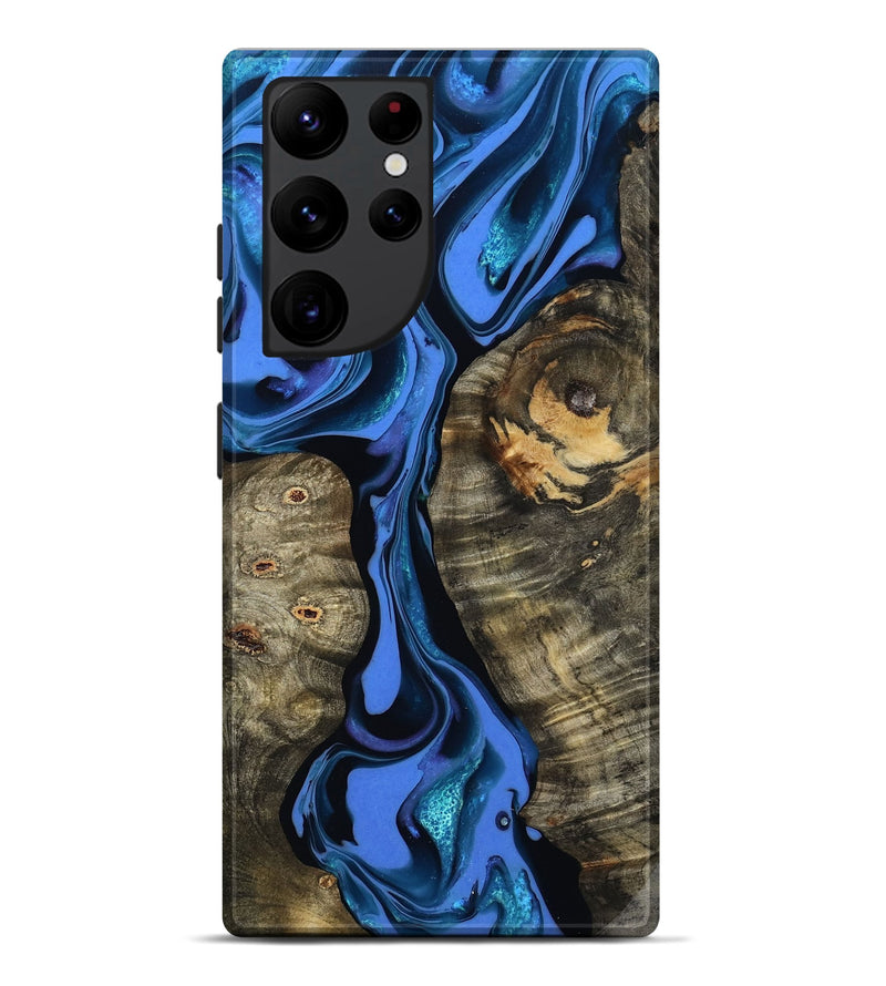 Galaxy S22 Ultra Wood Live Edge Phone Case - Bridget (Blue, 800510)